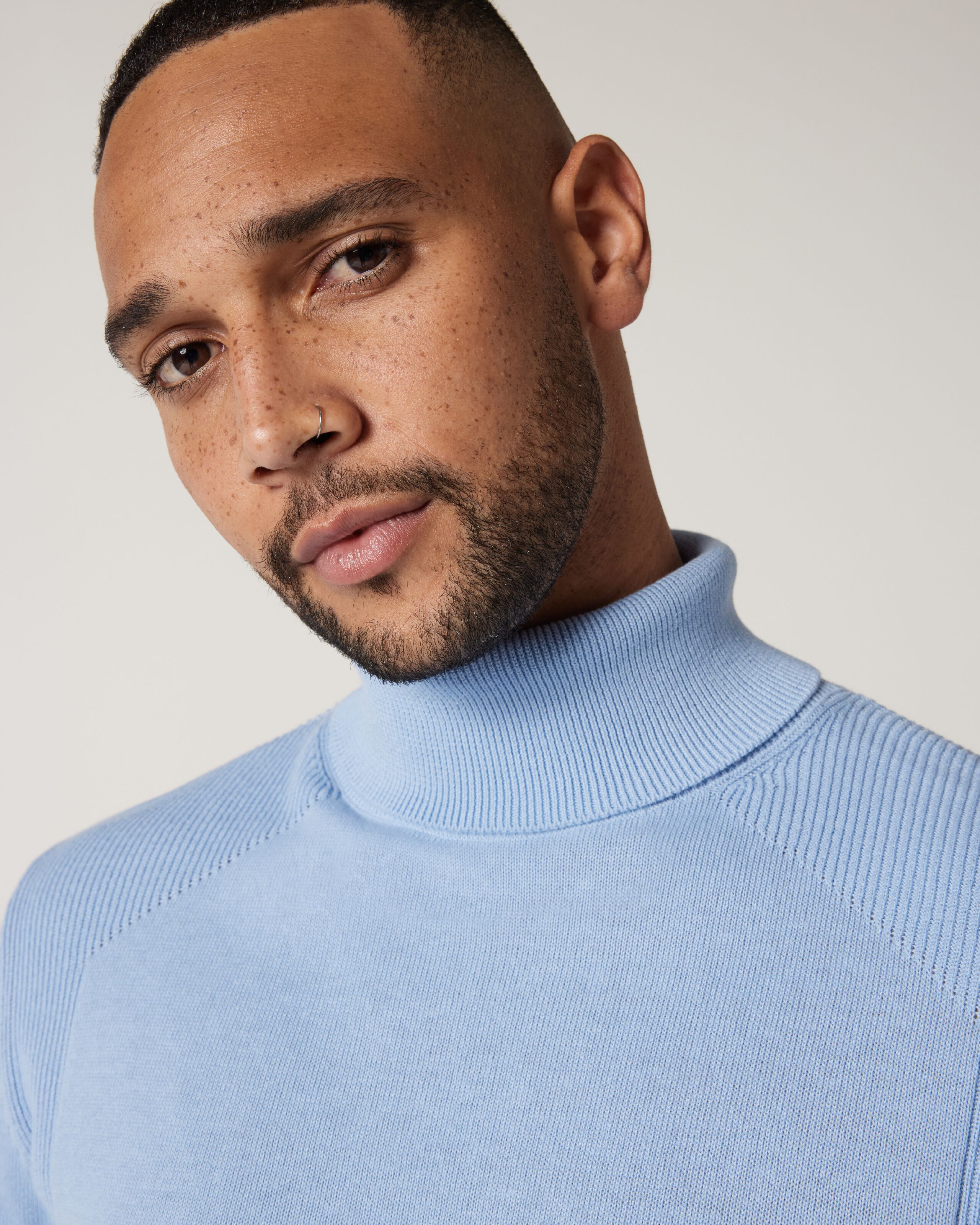 Classic Roll Neck Jumper Light Blue Knitwear Politix
